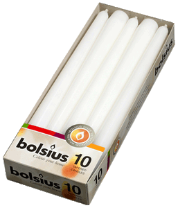 Bolsius White Tapered Dinner Candles (Pack of 10)