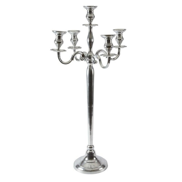 Smithers Oasis 5 Arm Shiny Aluminium Candelabra - 30cm or 80cm