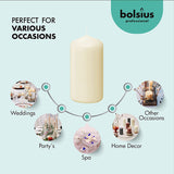 Bolsius Ivory Pillar Candle (Pack of 12) - 130mm x 70mm
