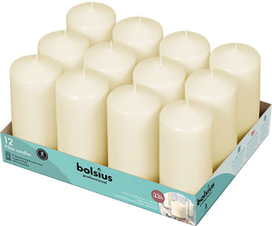 Bolsius Ivory Pillar Candle (Pack of 12) - 120mm x 60mm