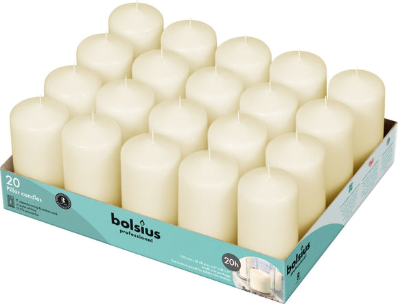 Bolsius Ivory Pillar Candle (Pack of 20) - 100mm x 50mm