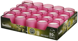 Bolsius Fuchsia Relight 24 Hour Burn Candles (Pack of 20)